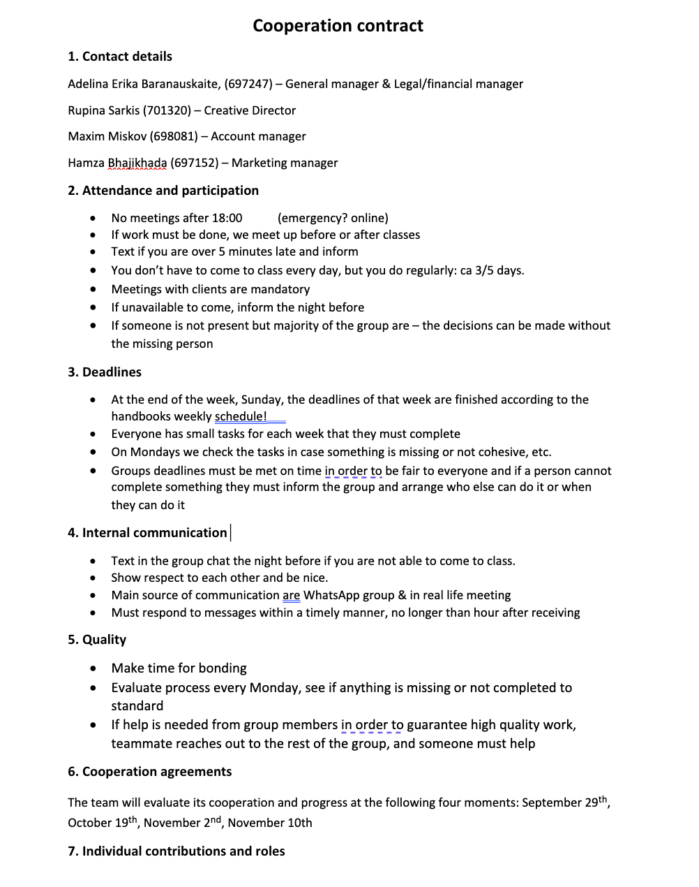 Collaboration Contract Term 1